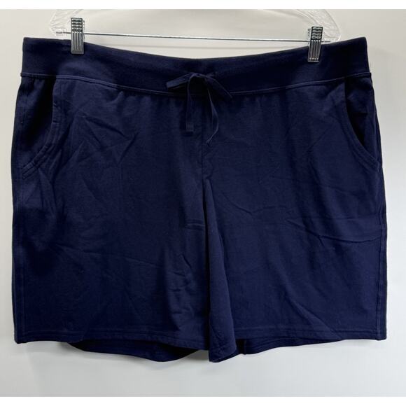 Hanes Pants - Hanes Navy Blue Lounge Shorts Women XL Drawstring Cotton Casual Comfy Athleisure